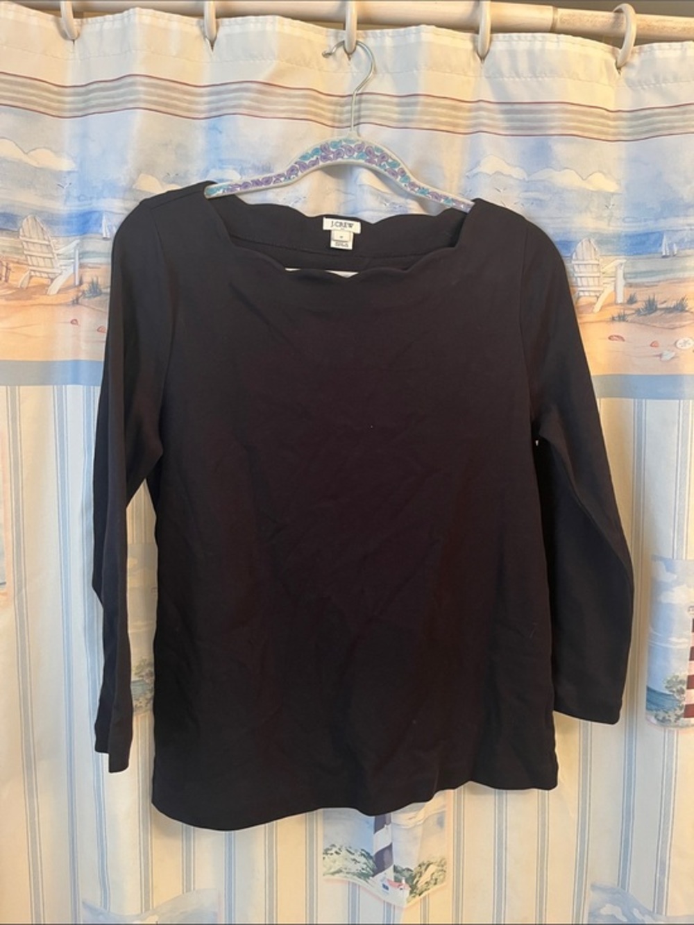 Classic Black Long-Sleeve Boatneck Top